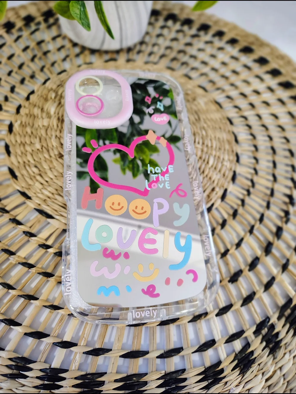 Clear Cute 'Hoopy Lovely' Pink Heart IPhone 16 Plus Case